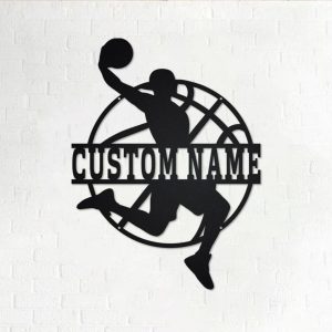 Personalized Basketball Player Metal Wall Art Custom Name Sign Decor Home 1
