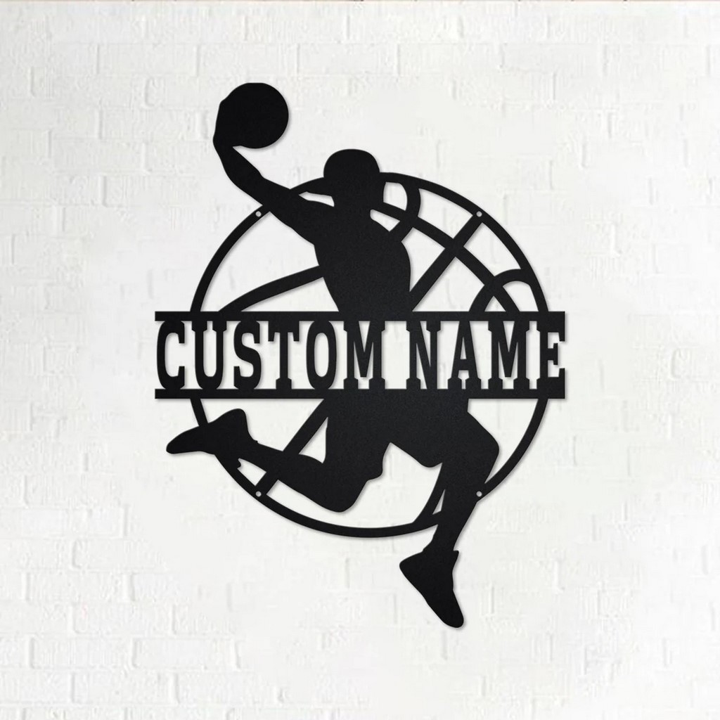 Personalized Basketball Player Metal Wall Art Custom Name Sign Decor Home