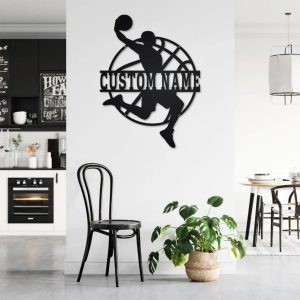 Personalized Basketball Player Metal Wall Art Custom Name Sign Decor Home 2