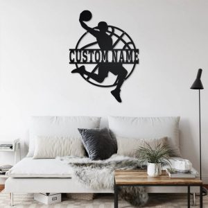 Personalized Basketball Player Metal Wall Art Custom Name Sign Decor Home