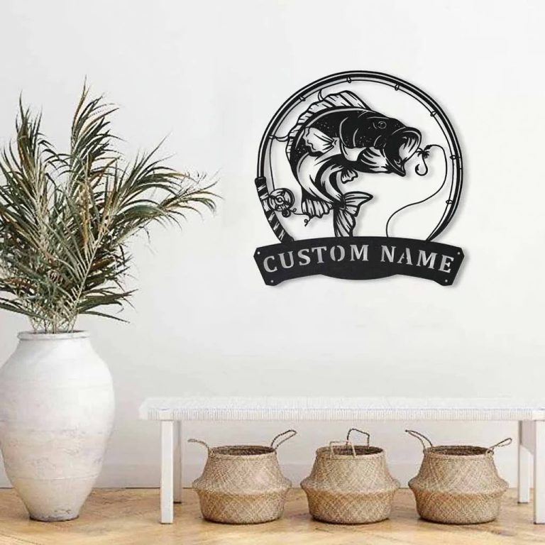 Personalized Bass Metal Fish Wall Art Custom Laser Cut Metal Art