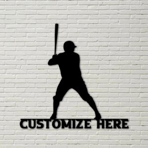 Personalized Batter Baseball Metal Sign Wall Decor Room Gift for Baseball Player