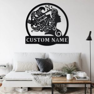 Personalized Beauty Salon Girl Hair Metal Art Custom Hair Salon Name Sign Decor 2