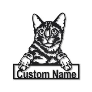 Personalized Bengal Cat Metal Sign Art Garden Decor Gift for Cat Lovers 1