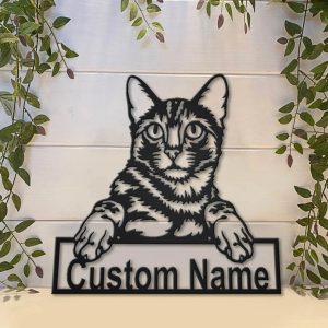 Personalized Bengal Cat Metal Sign Art Garden Decor Gift for Cat Lovers 2