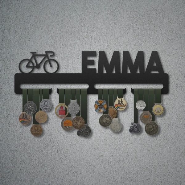 Personalized Bicycle Medal Hanger Display Wall Rack Frame for Bicyclist