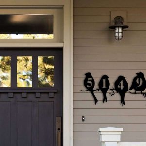 Personalized Birds House Numbers Metal Address Sign Outdoor