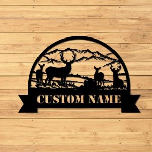 Personalized Buck Deer Hunting Metal Wall Art Custom Hunter Name Sign Decor Home 1