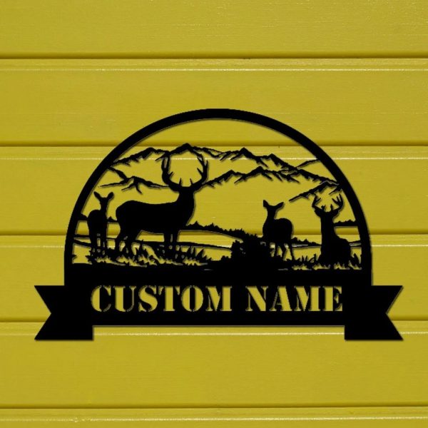 Personalized Buck Deer Hunting Metal Wall Art Custom Hunter Name Sign Decor Home