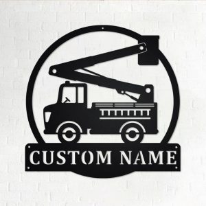 Personalized Bucket Truck Metal Name Sign Home Decor Gift for Truck Drivers 1