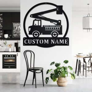 Personalized Bucket Truck Metal Name Sign Home Decor Gift for Truck Drivers 2