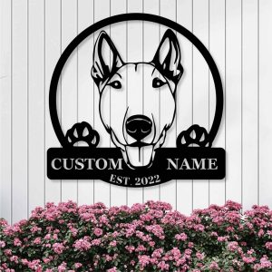 Personalized Bull Terrier Dog Metal Name Sign Gardern Decor Gift for Dog Lovers 1