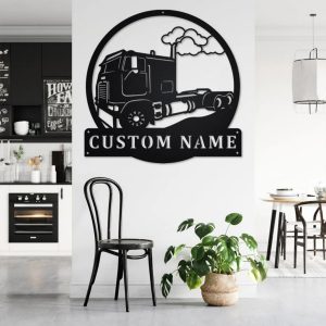 Personalized Cab Over Truck Metal Name Sign Home Decor Gift for Truck Drivers 2