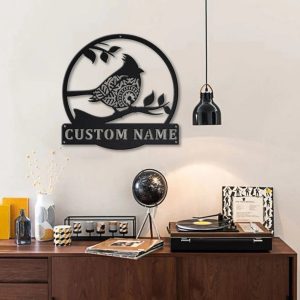 Personalized Cardinals Bird Metal Sign Art Home Decor Gift for Animal Lover
