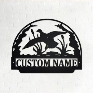 Personalized Carreen Duck Hoop Metal Wall Art Hunting Signs Decor Home Gift for Hunter