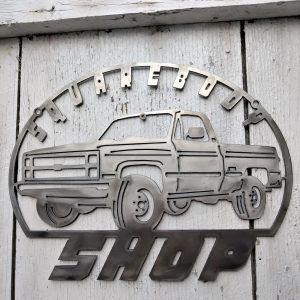 Personalized Classic Squarebody Truck Metal Name Sign Home Decor Gift for Truck Drivers