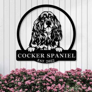Personalized Cocker Spaniel Dog Metal Name Sign Gardern Decor Gift for Dog Lovers 1