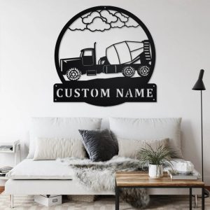 Personalized Concrete Truck Metal Name Sign Home Decor Gift for Truck Drivers 3