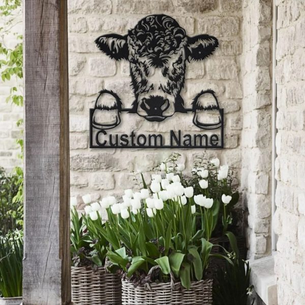 Personalized Cow Metal Sign Art Farm Decor Gift for Farmer