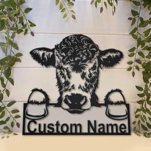 Personalized Cow Metal Sign Art Farm Decor Gift for Farmer