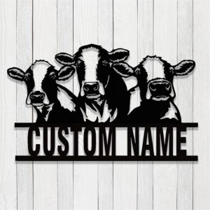 Personalized Cow Metal Signs Housewarming Gift for Farmer Rustic Farm Decor 1