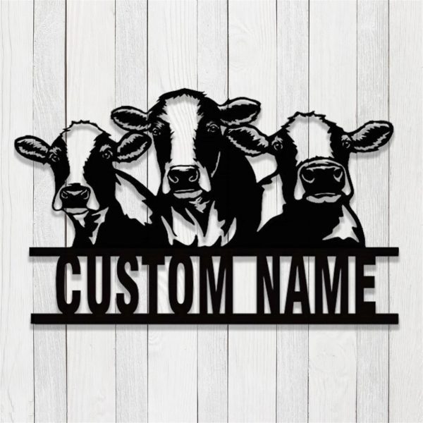 Personalized Cow Metal Signs Housewarming Gift for Farmer Rustic Farm Decor