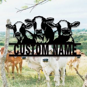 Personalized Cow Metal Signs Housewarming Gift for Farmer Rustic Farm Decor 2