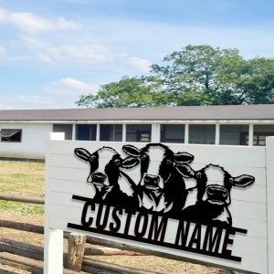 Personalized Cow Metal Signs Housewarming Gift for Farmer Rustic Farm Decor 3
