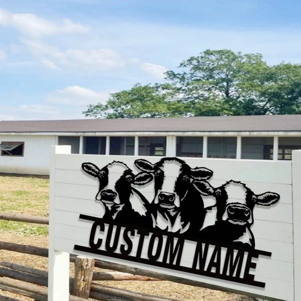 Personalized Cow Metal Signs Housewarming Gift for Farmer Rustic Farm Decor