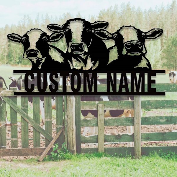 Personalized Cow Metal Signs Housewarming Gift for Farmer Rustic Farm Decor
