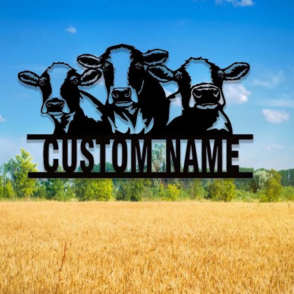 Personalized Cow Metal Signs Housewarming Gift for Farmer Rustic Farm Decor