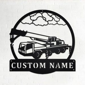 Personalized Crain Truck Metal Name Sign Home Decor Gift for Truck Drivers 1