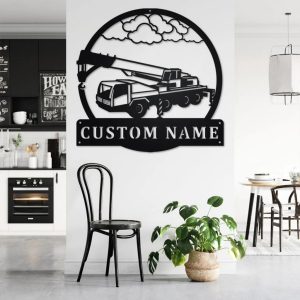 Personalized Crain Truck Metal Name Sign Home Decor Gift for Truck Drivers 2