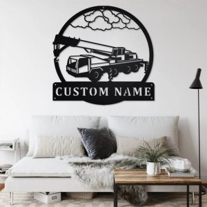 Personalized Crain Truck Metal Name Sign Home Decor Gift for Truck Drivers 3