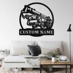 Personalized Crane Truck Metal Name Sign Home Decor Gift for Truck Drivers 3