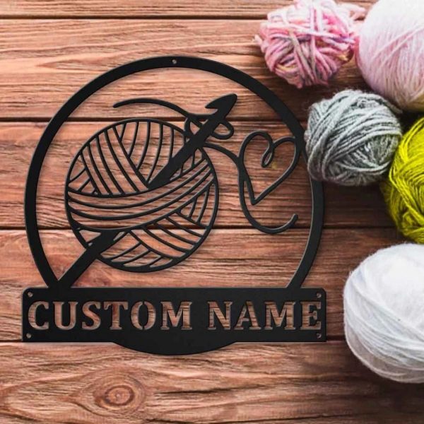 Personalized Crochet Metal Sign Craft Room Decor Gift for Sewers