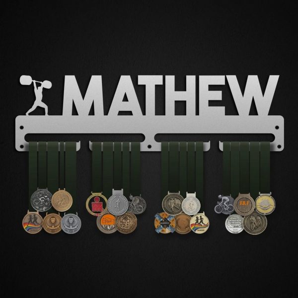 Personalized Crossfit Figure Medal Hanger Display Wall Rack Frame Gift for Weightlifting