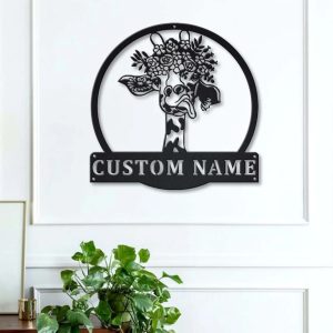 Personalized Cute Giraffe Metal Sign Art Home Decor Gift for Animal Lover 2