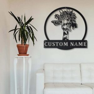 Personalized Cute Giraffe Metal Sign Art Home Decor Gift for Animal Lover