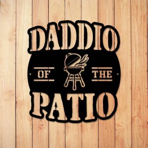 Personalized Daddio Of The Patio Funny BBQ Metal Sign Backyard Grill Gift for Dad