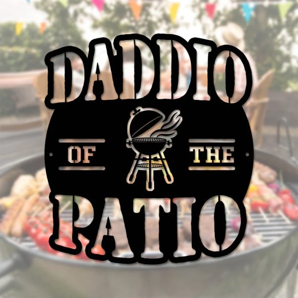 Personalized Daddio Of The Patio Funny BBQ Metal Sign Backyard Grill Gift for Dad