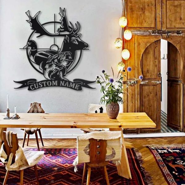 Personalized Deer Duck Fish Hunting Metal Wall Art Custom Hunter Name Signs Decor Home