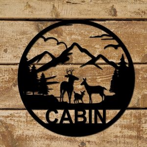 Personalized Deer Hunting Metal Art Cabin Sign Decor Custom Hunter Name Signs Gift for Dad 1