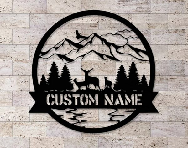 Personalized Deer Metal Wall Art Custom Hunter Name Sign Gift for Dad