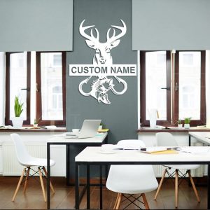 Personalized Deer and Fish Metal Wall Art Custom Hunter Name Sign Decor Home 4