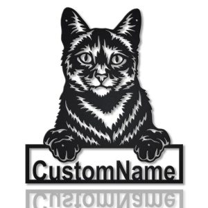 Personalized Domestic Cat Metal Sign Art Garden Decor Gift for Cat Lovers