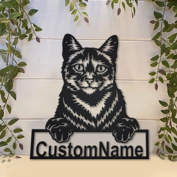 Personalized Domestic Cat Metal Sign Art Garden Decor Gift for Cat Lovers