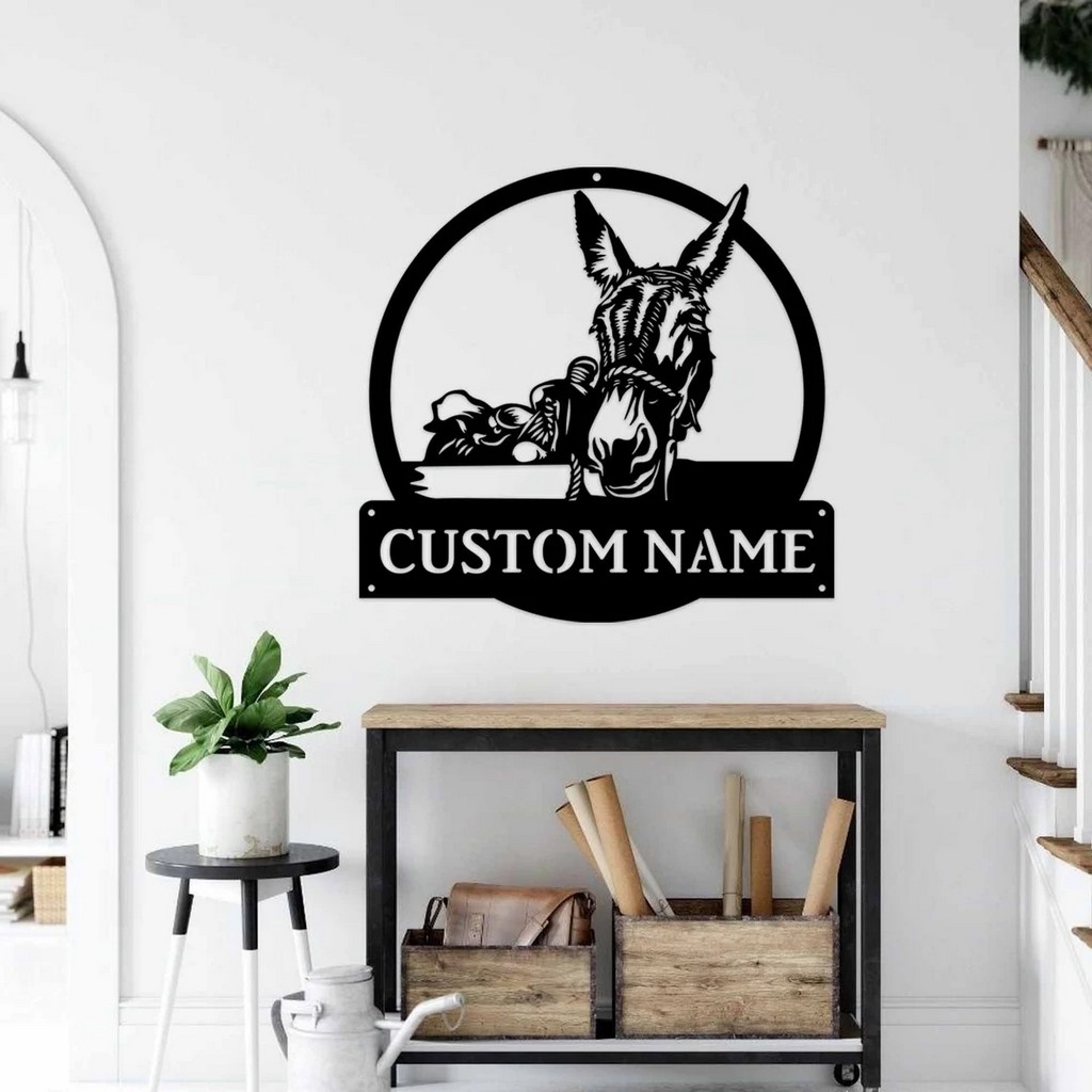 Personalized Donkey Metal Sign Ranch FarmHouse Decor Outdoor Gifts for Farmer