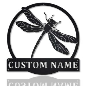 Personalized Dragonfly Monogram Metal Sign Decor For Bedroom 1