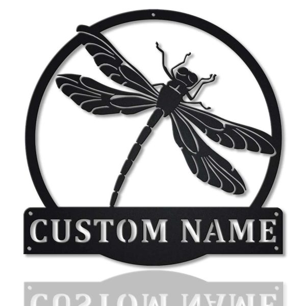 Personalized Dragonfly Monogram Metal Sign Decor For Bedroom